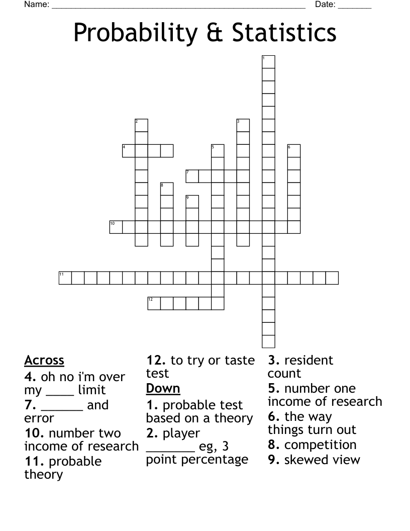 Probability & Statistics  Crossword
