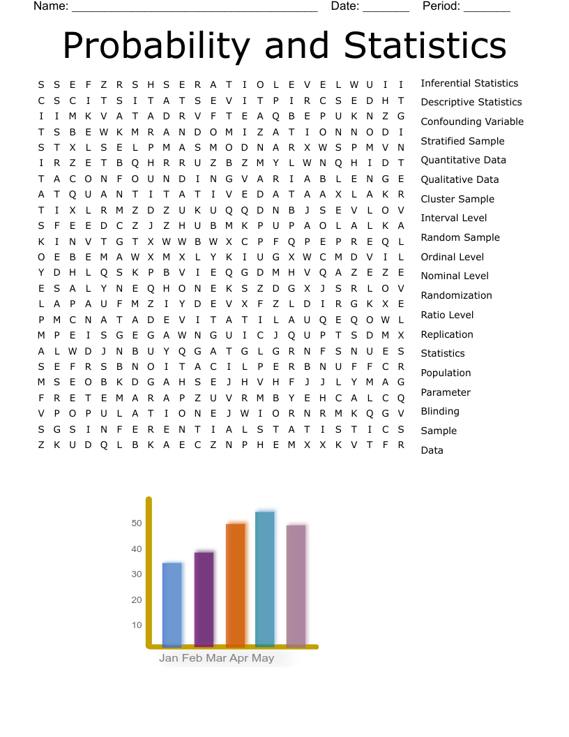 Probability and Statistics Word Search