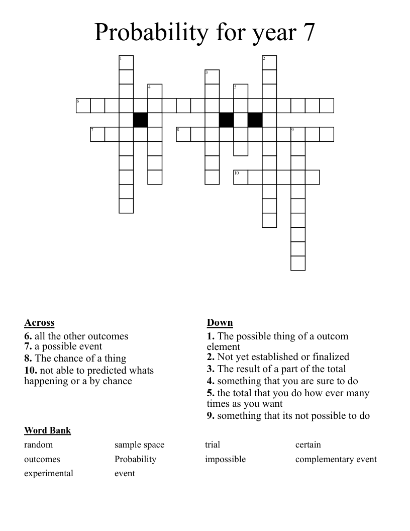 Probability for year 7 Crossword