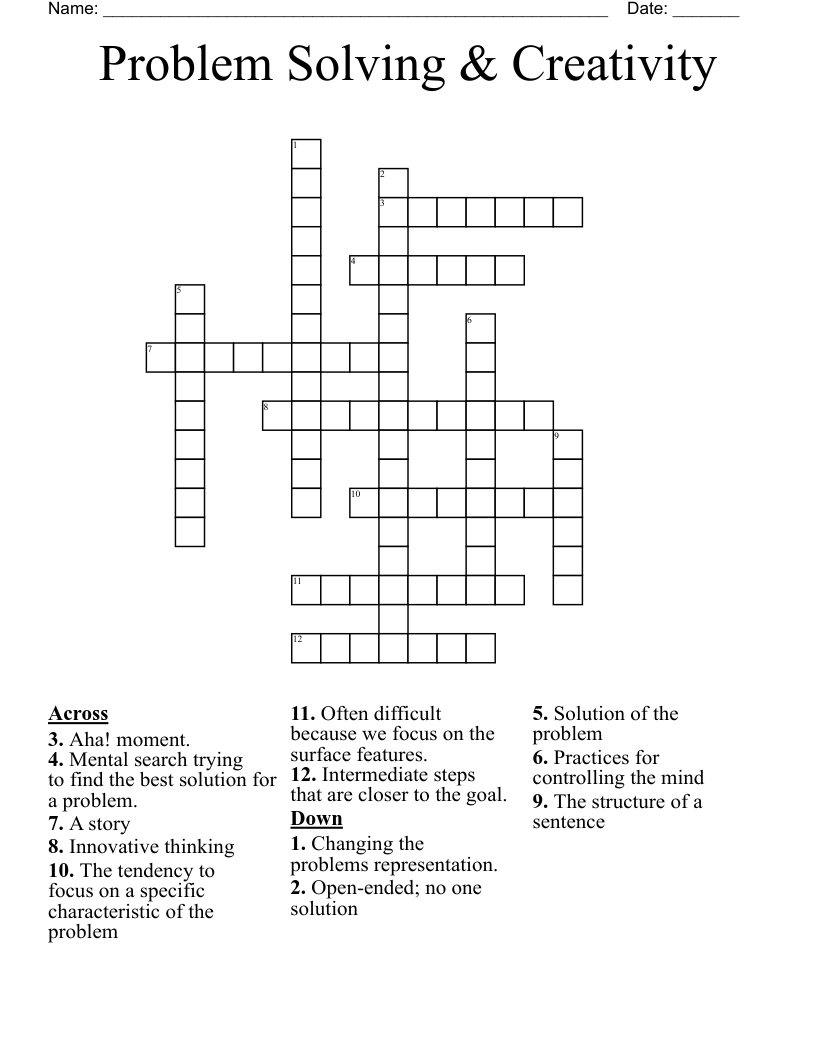 Problem Solving & Creativity  Crossword
