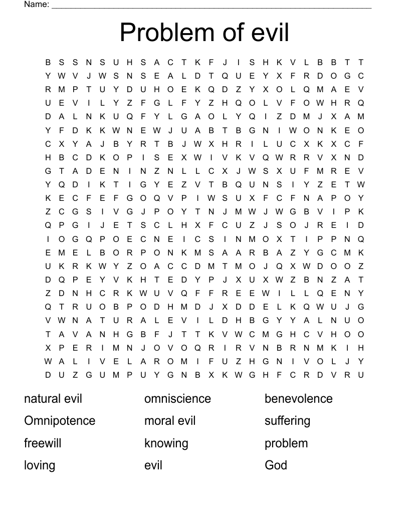 Problem of evil Word Search