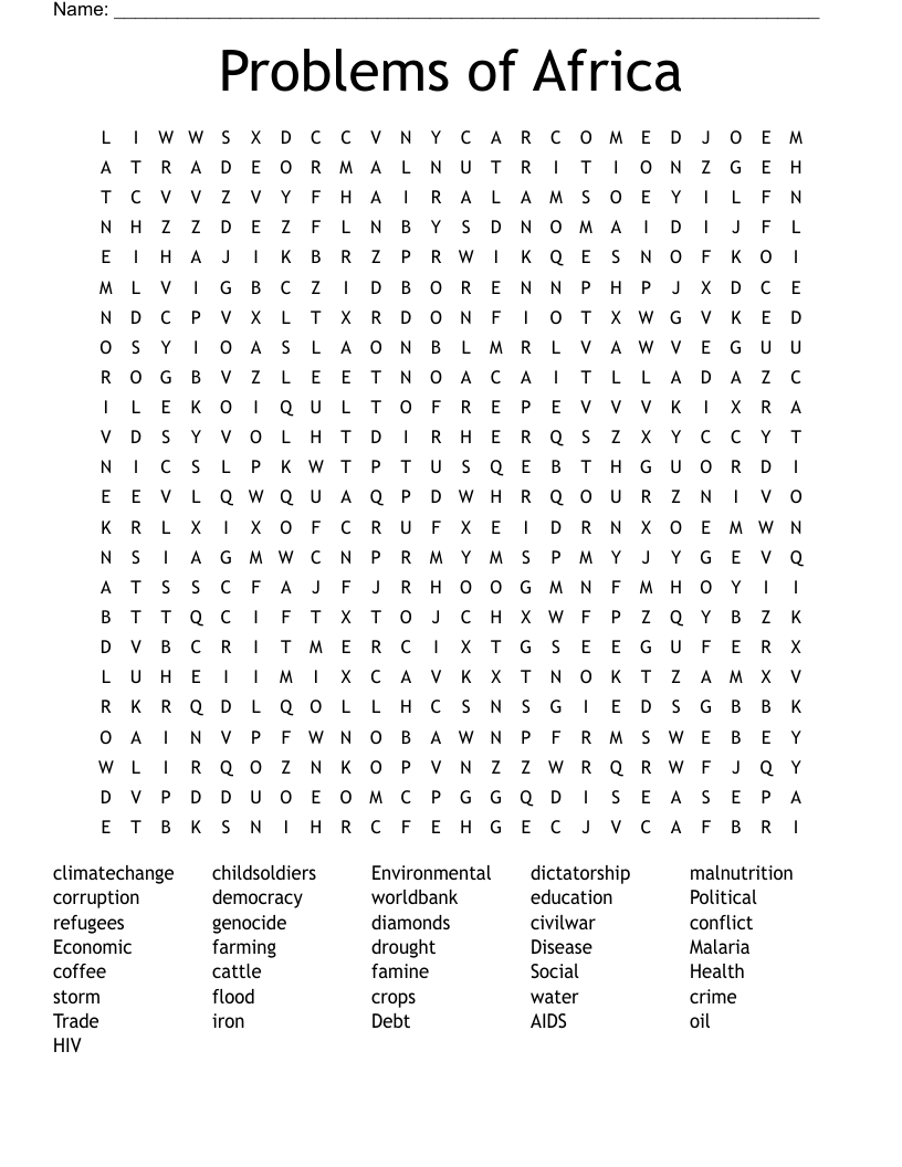 Problems of Africa Word Search
