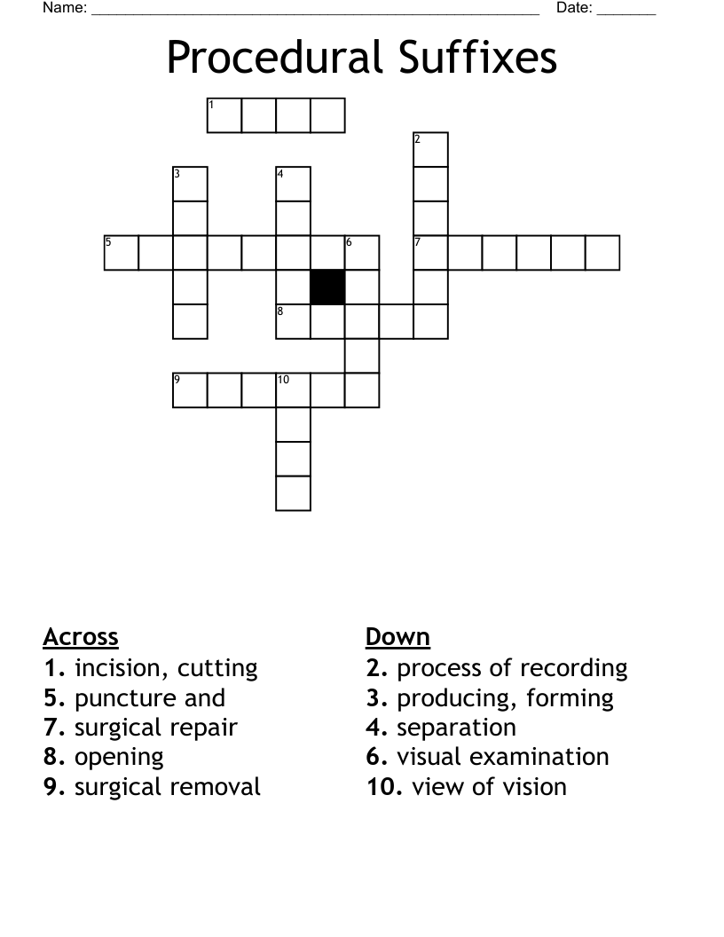 Procedural Suffixes Crossword