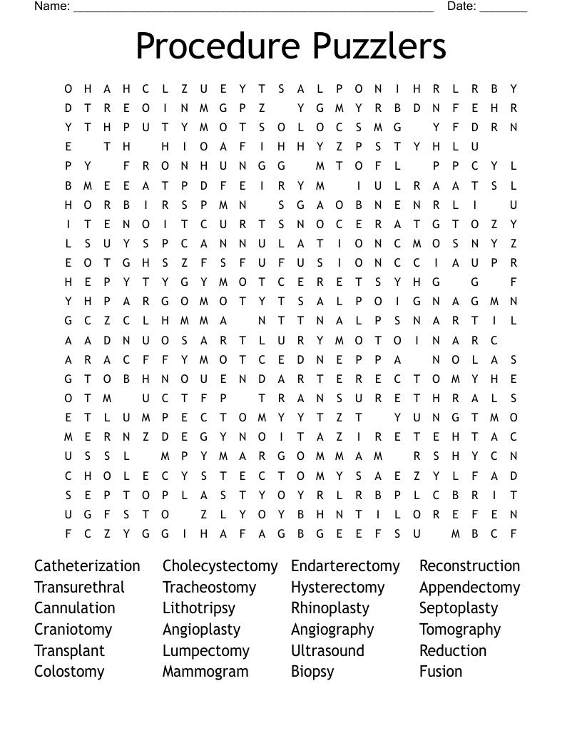 Procedure Puzzlers Word Search
