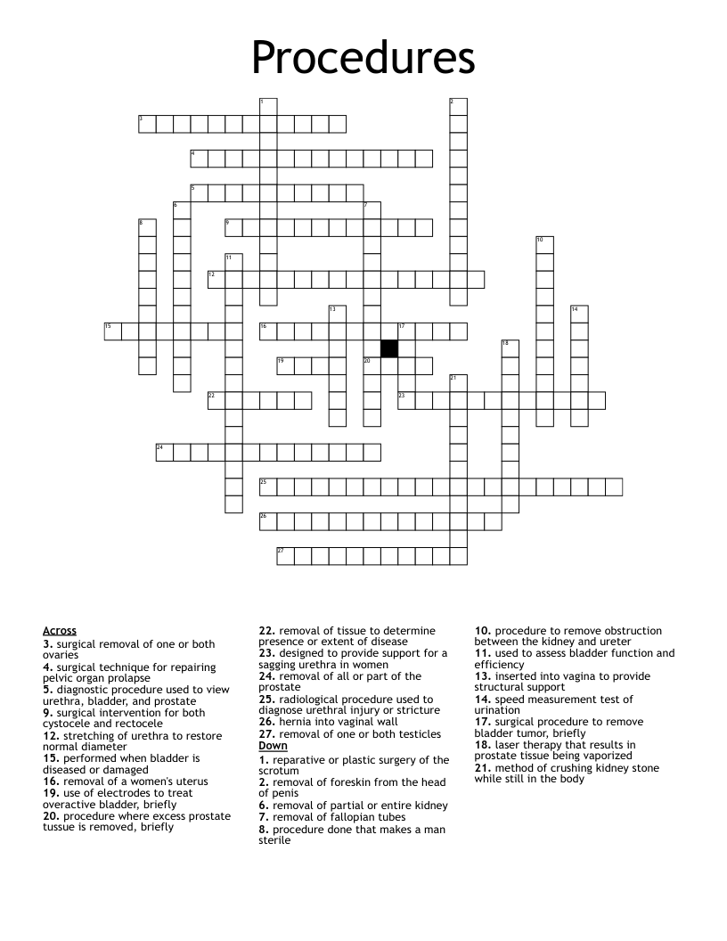 Procedures Crossword