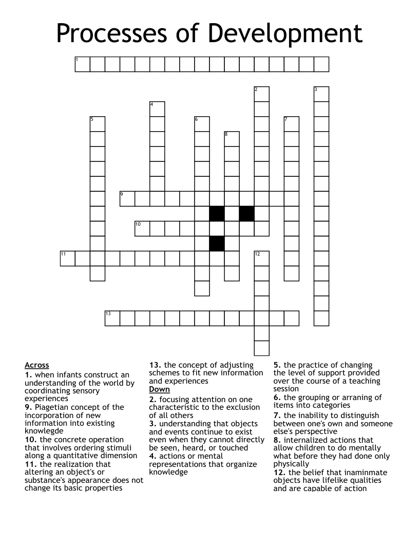 Processes of Development Crossword