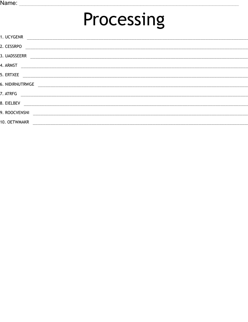Processing  Word Scramble