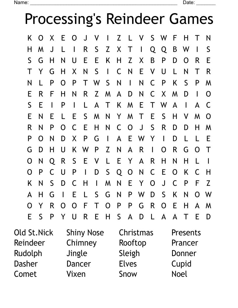 Processing's Reindeer Games Word Search
