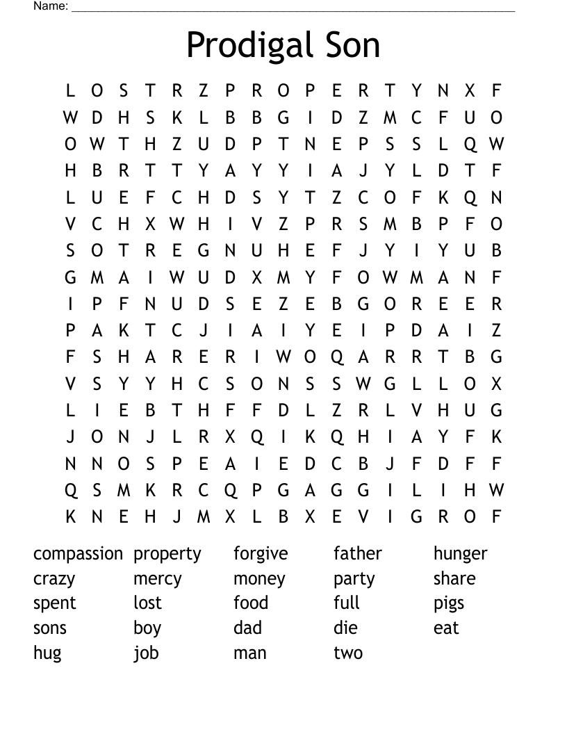 Prodigal Son Word Search