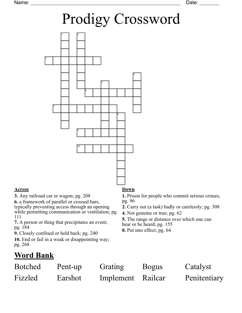 Prodigy Crossword