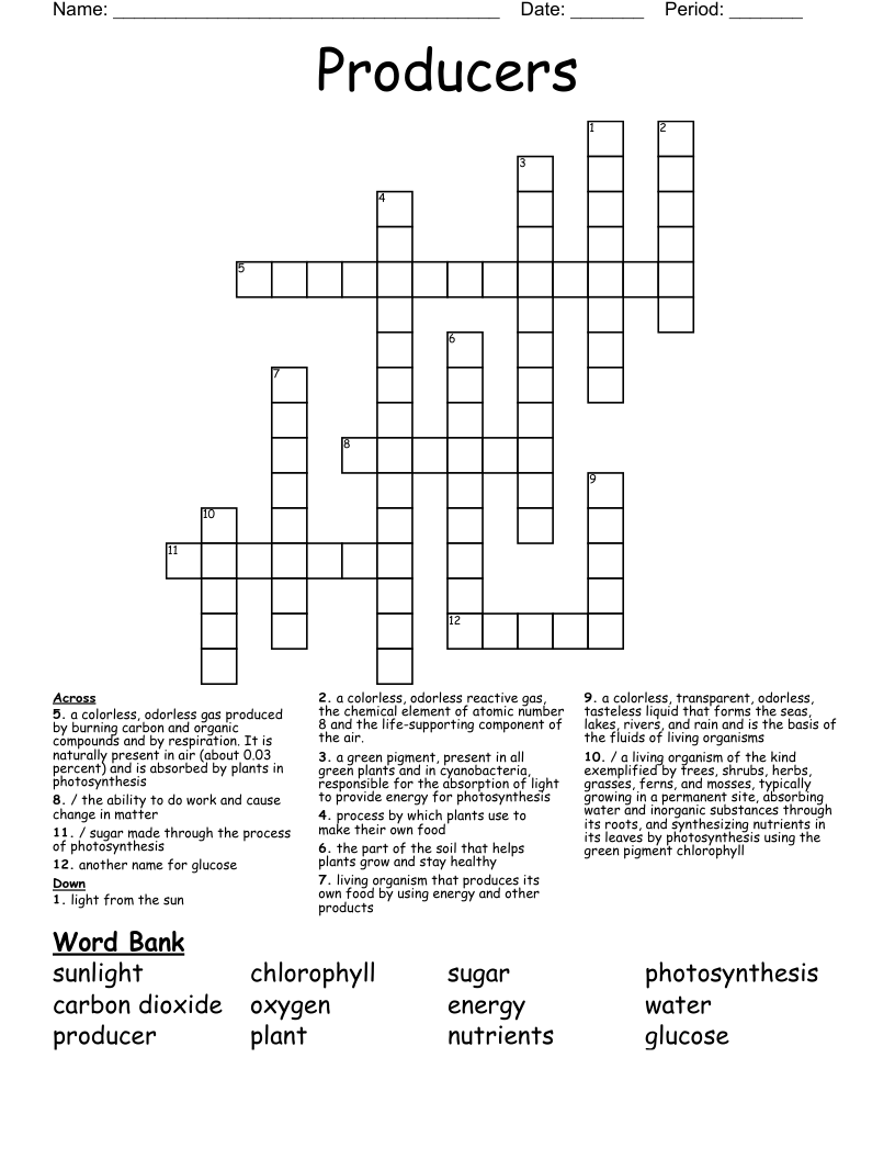Producers Crossword