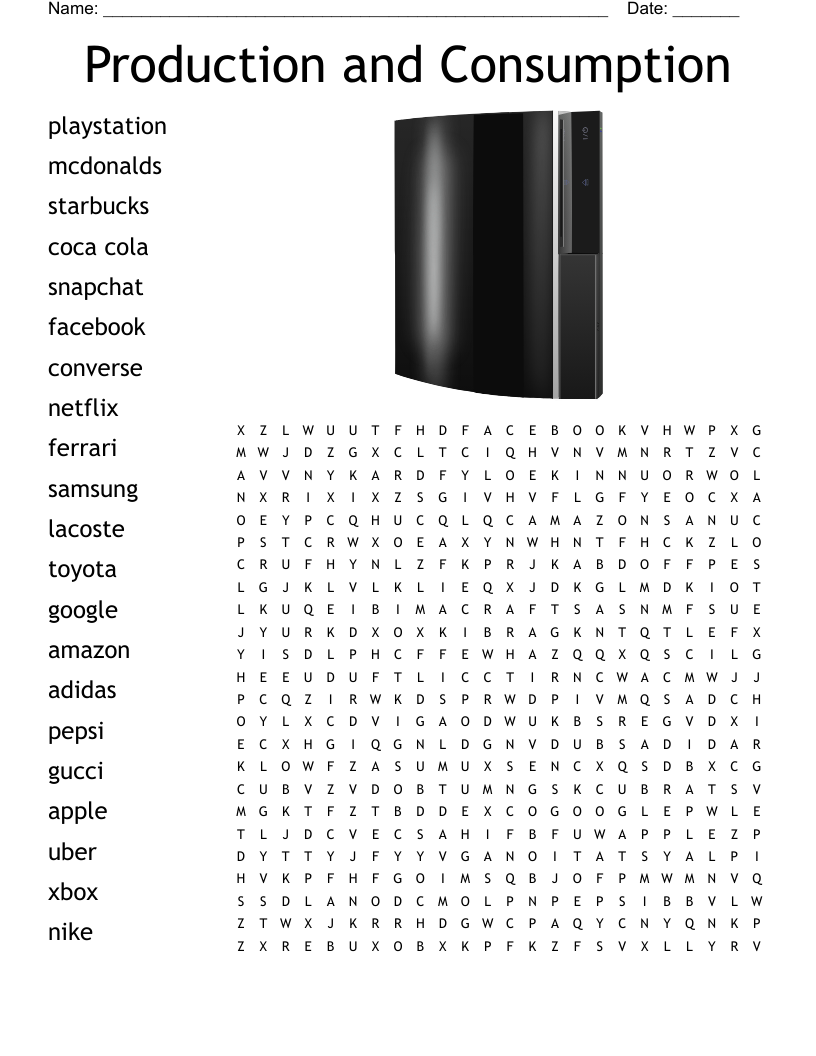 Production and Consumption Word Search