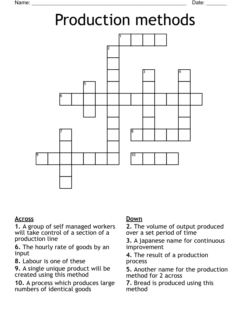 Production methods  Crossword