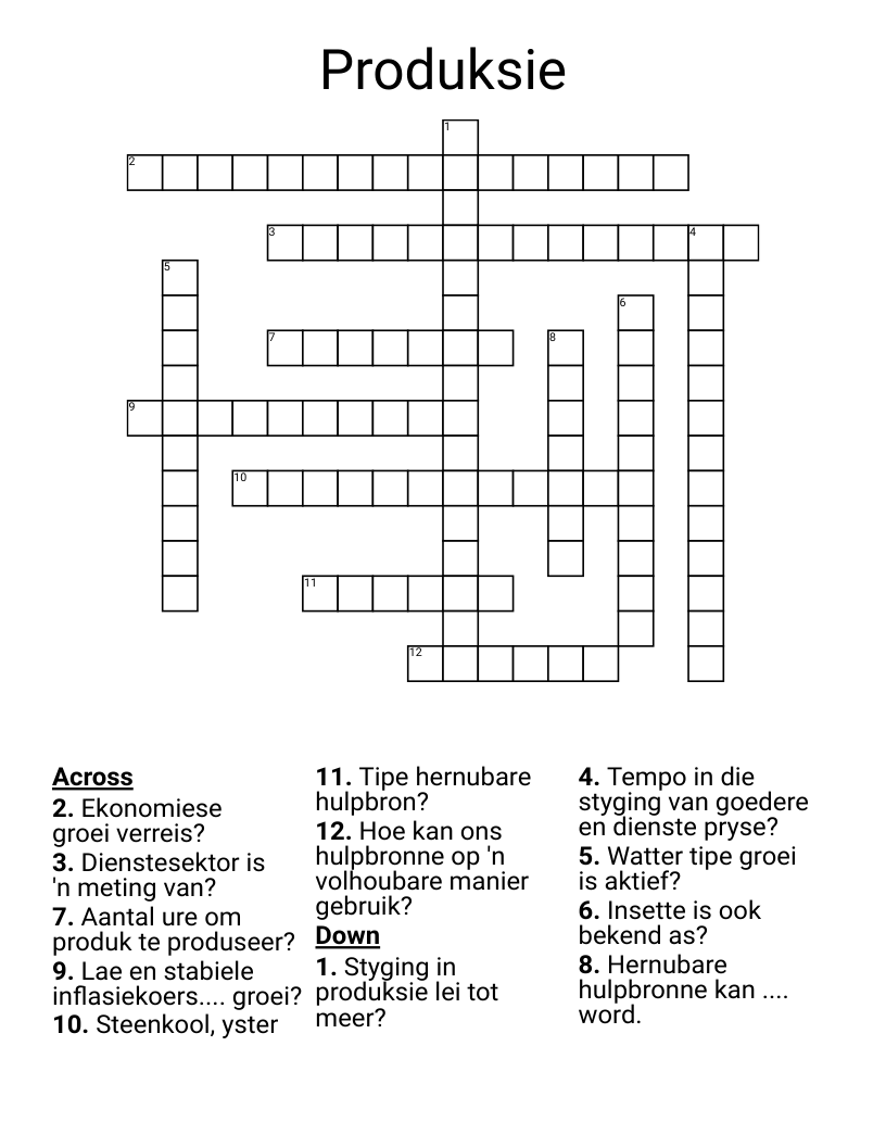 Produksie Crossword