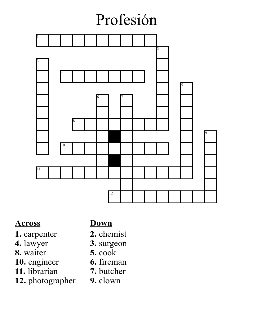 Profesión Crossword