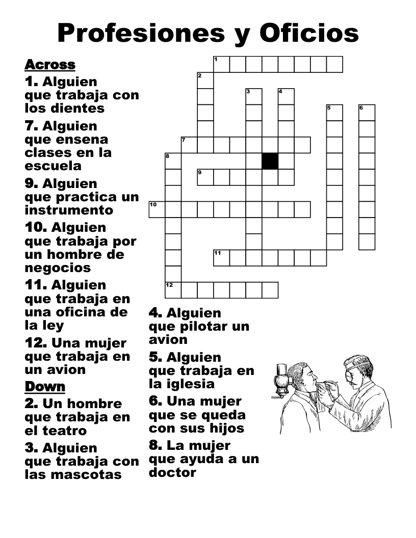 Profesiones y Oficios Crossword