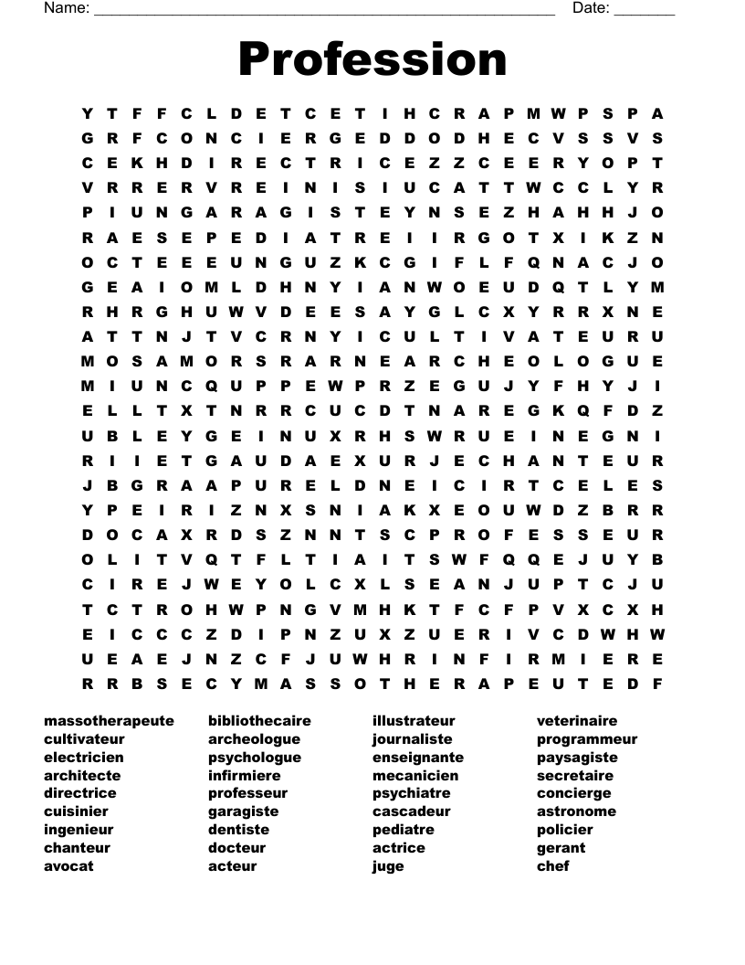 Profession Word Search