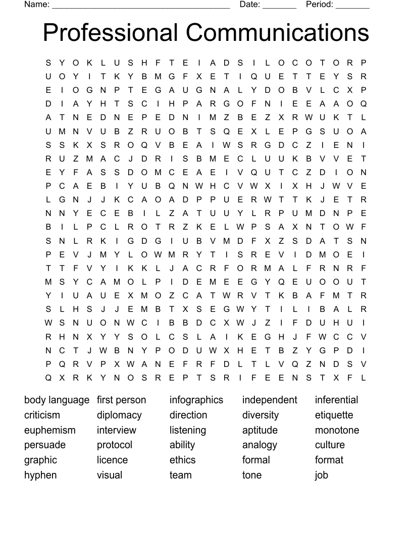 Professional Communications Word Search