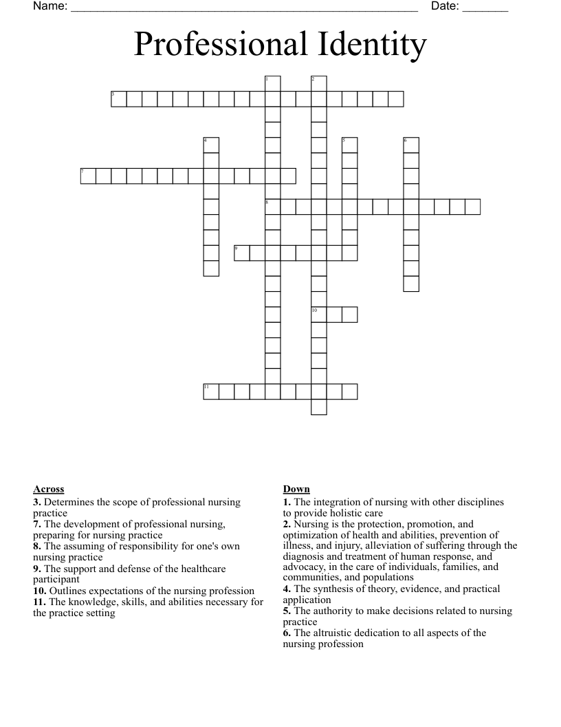 Professional Identity Crossword