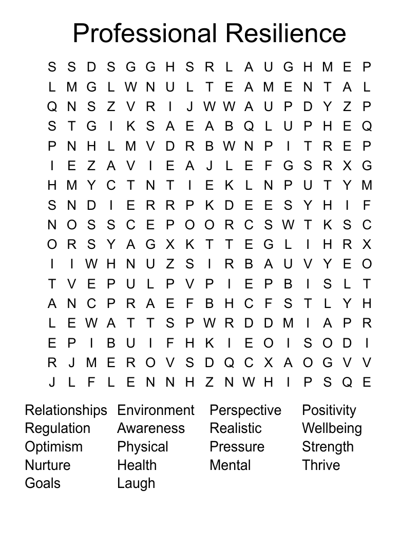 Professional Resilience Word Search