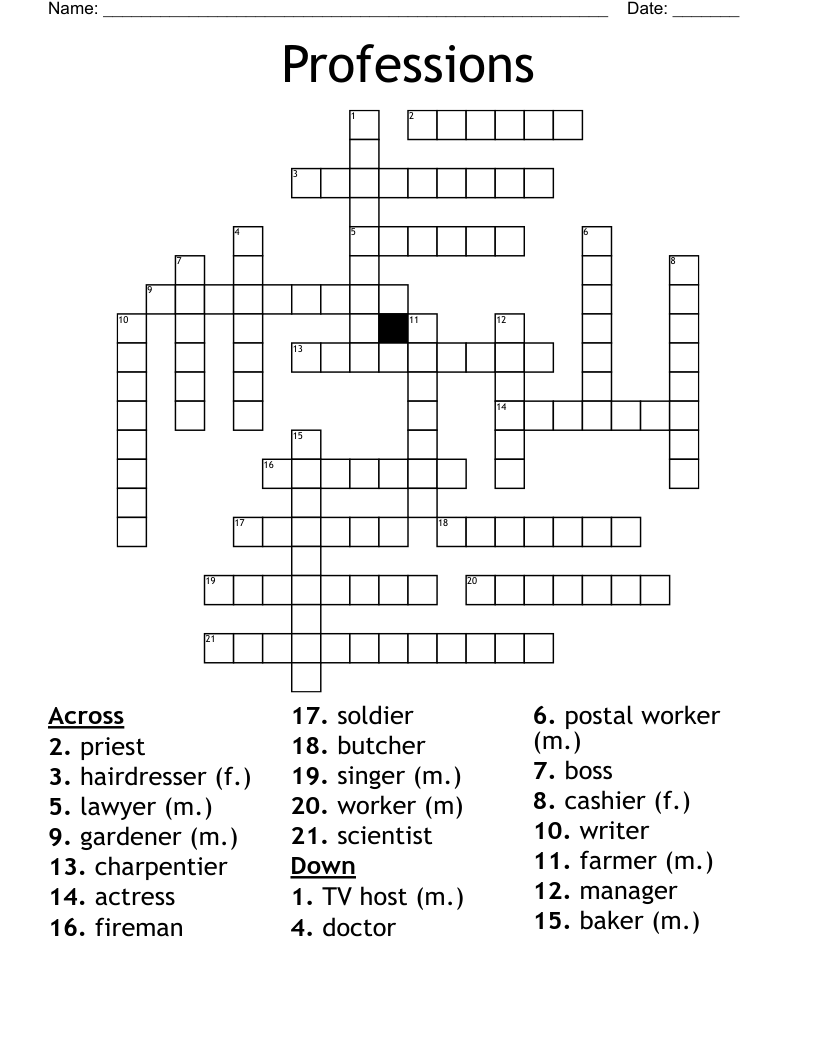 Professions Crossword