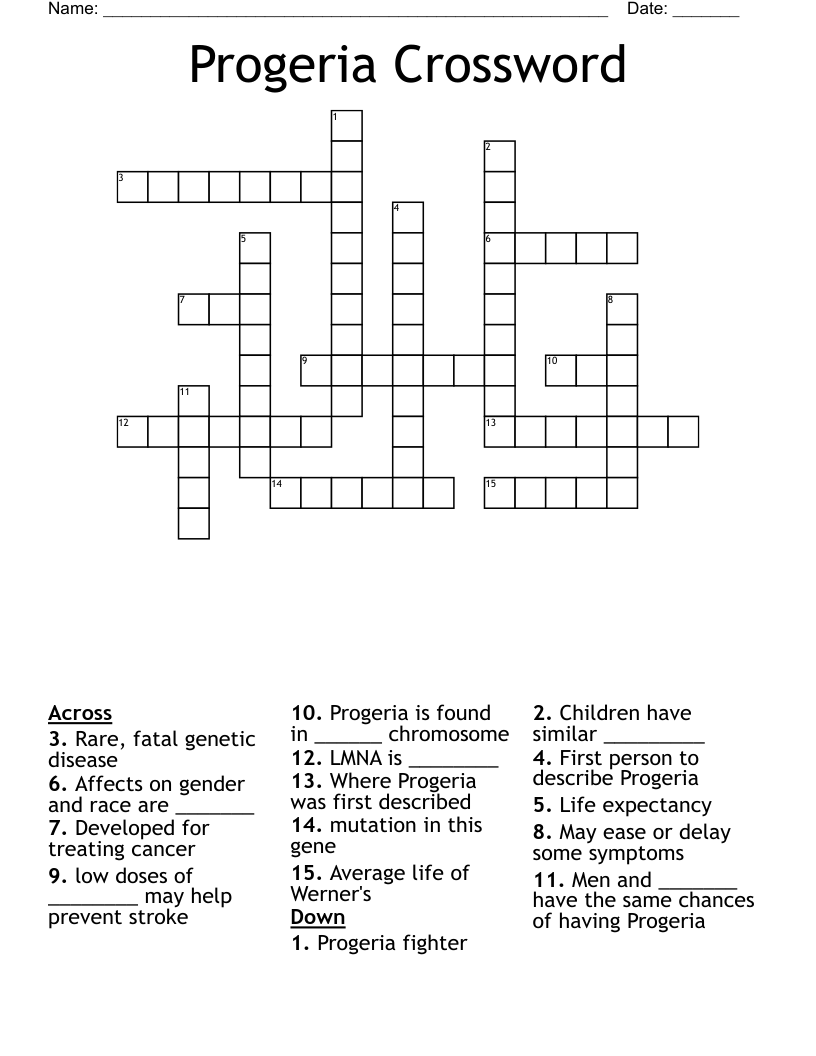 Progeria Crossword