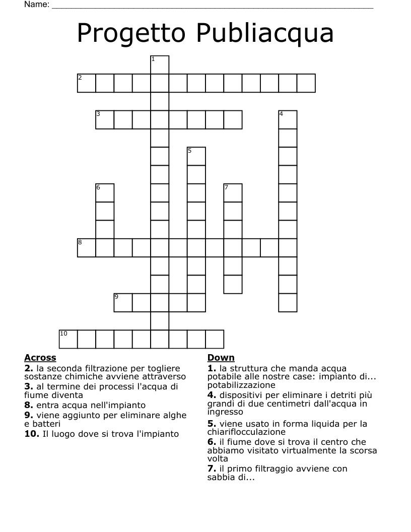 Progetto Publiacqua Crossword