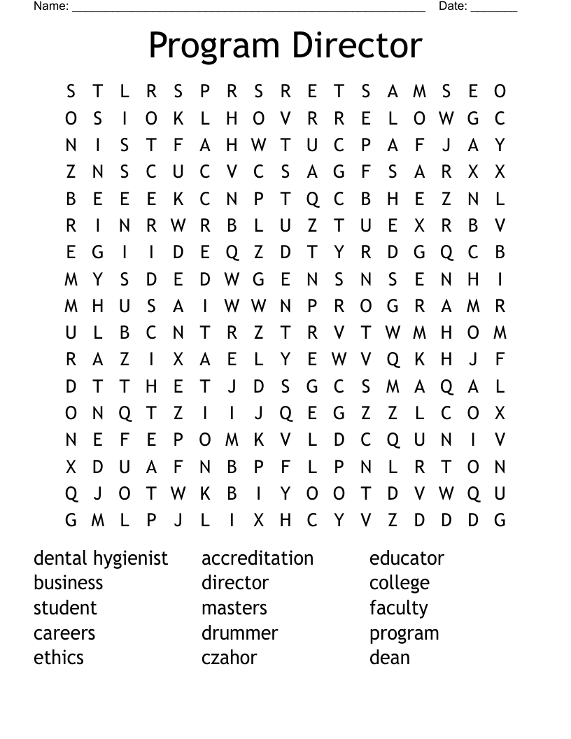 Program Director Word Search