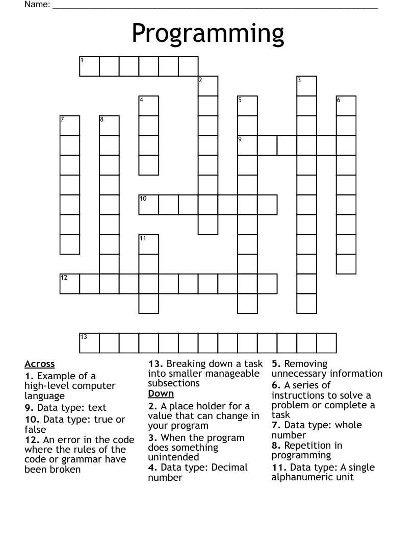 Programming Crossword
