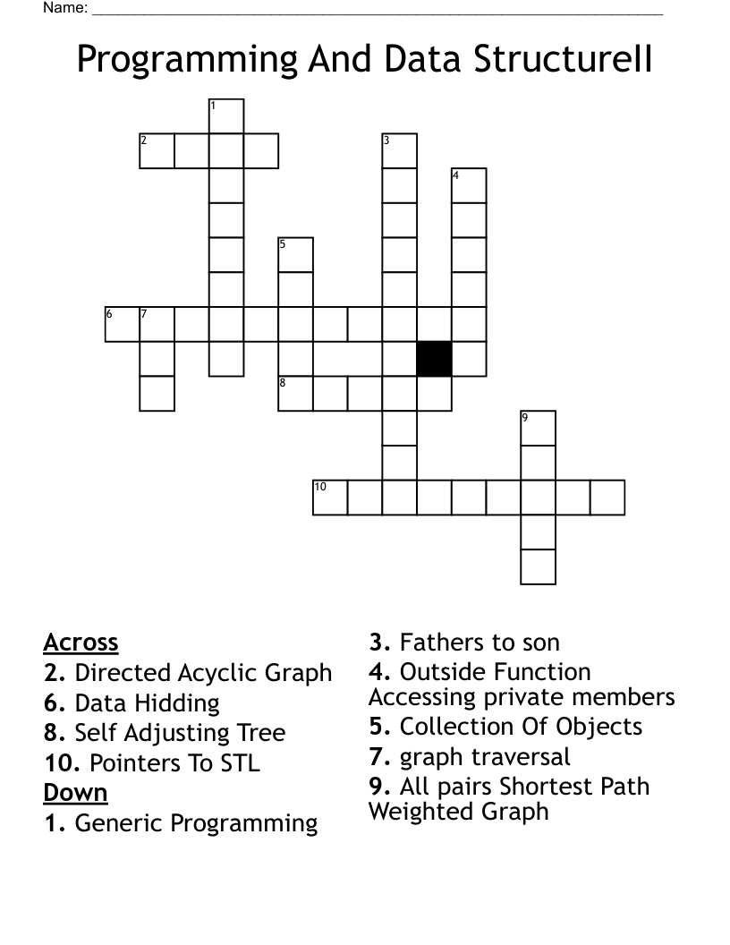 Programming And Data StructureII Crossword