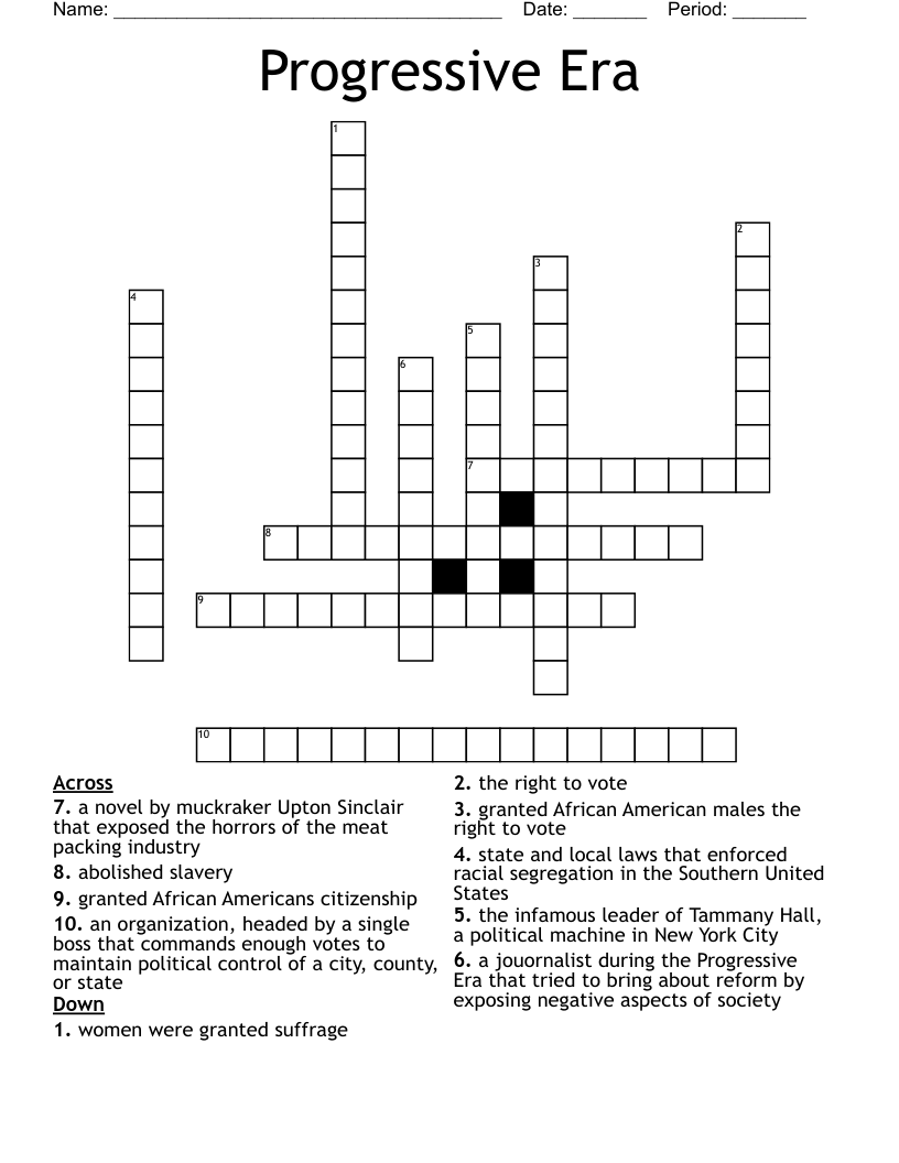 Progressive Era Crossword