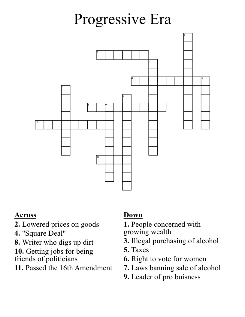 Progressive Era Crossword