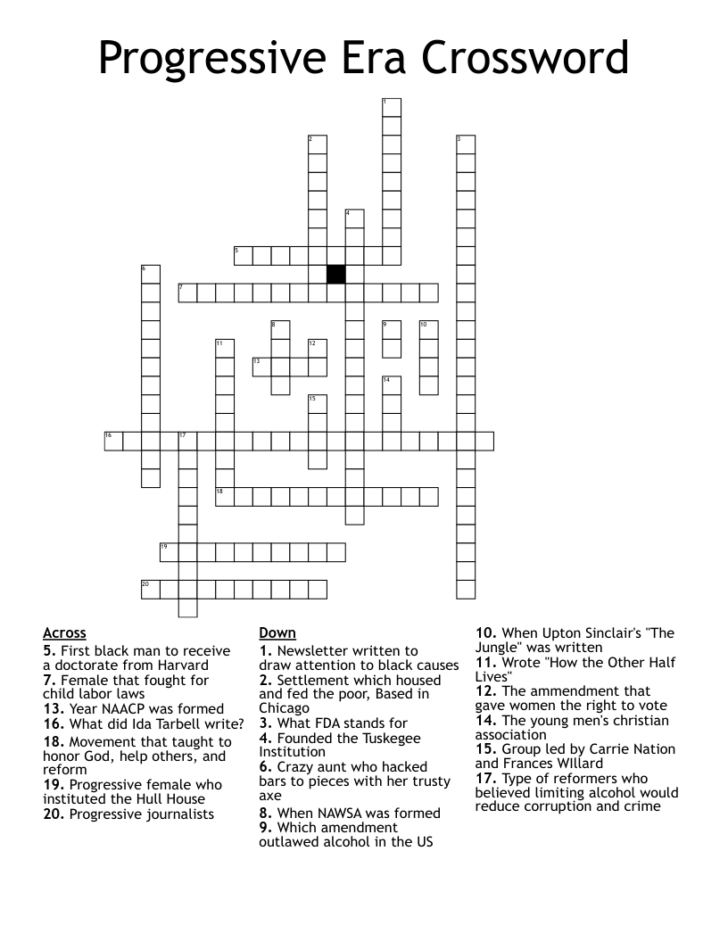 Progressive Era Crossword