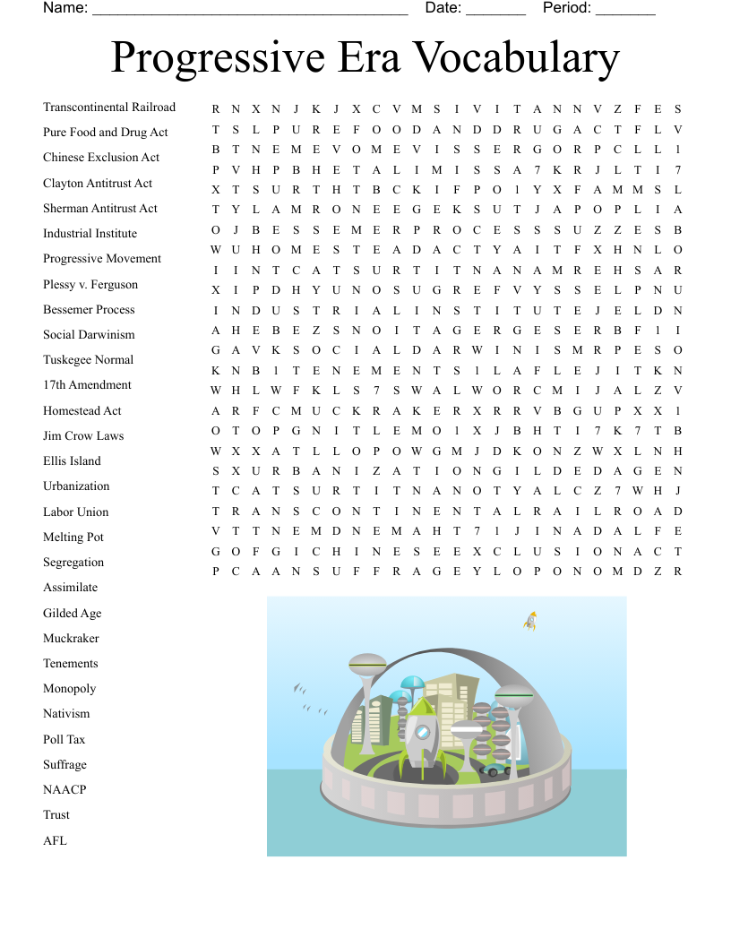 Progressive Era Vocabulary  Word Search