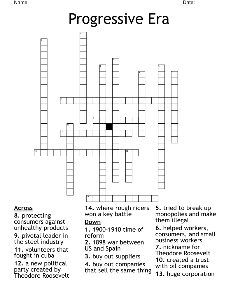 Progressive Era  Crossword