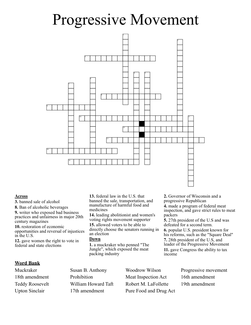Progressive Movement Crossword