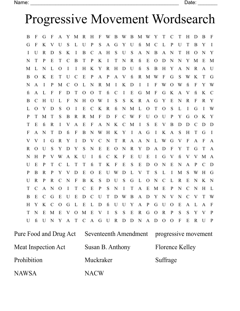 Progressive Movement Wordsearch