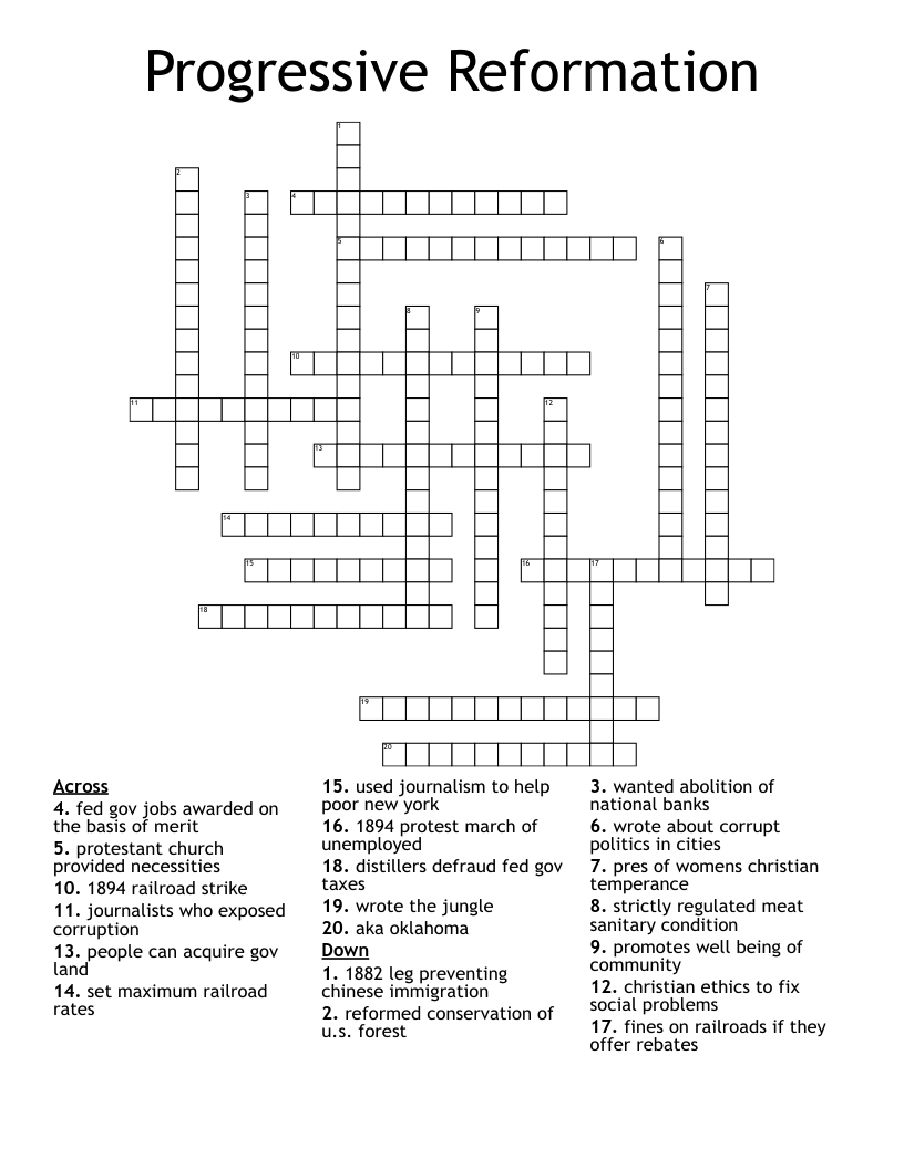 Progressive Reformation Crossword