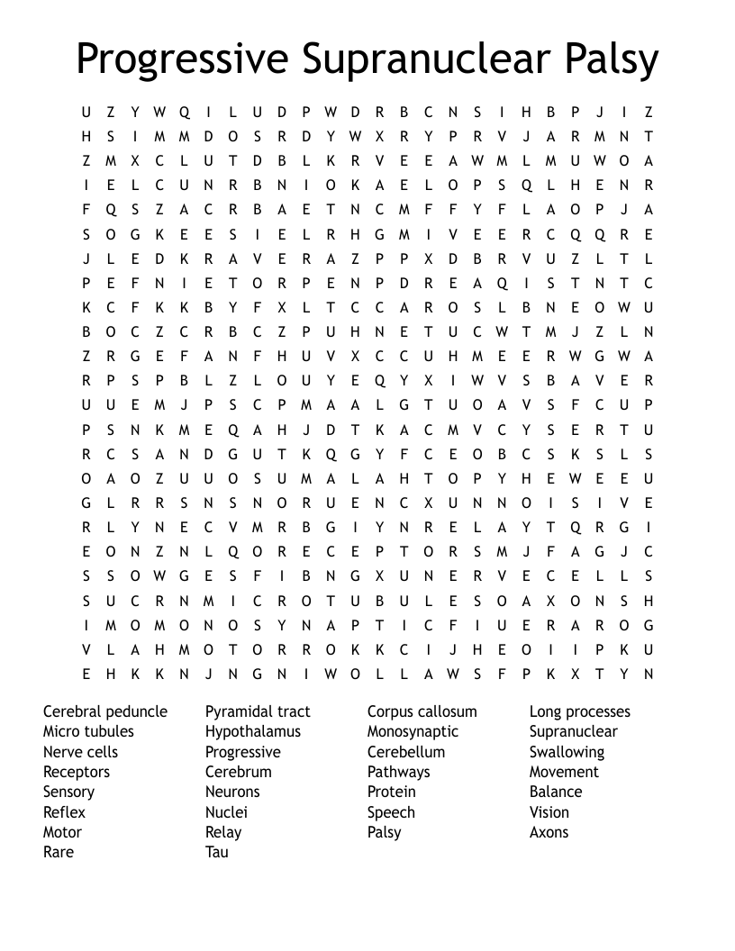 Progressive Supranuclear Palsy Word Search