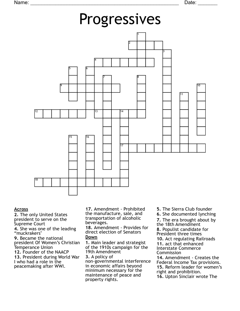 Progressives Crossword