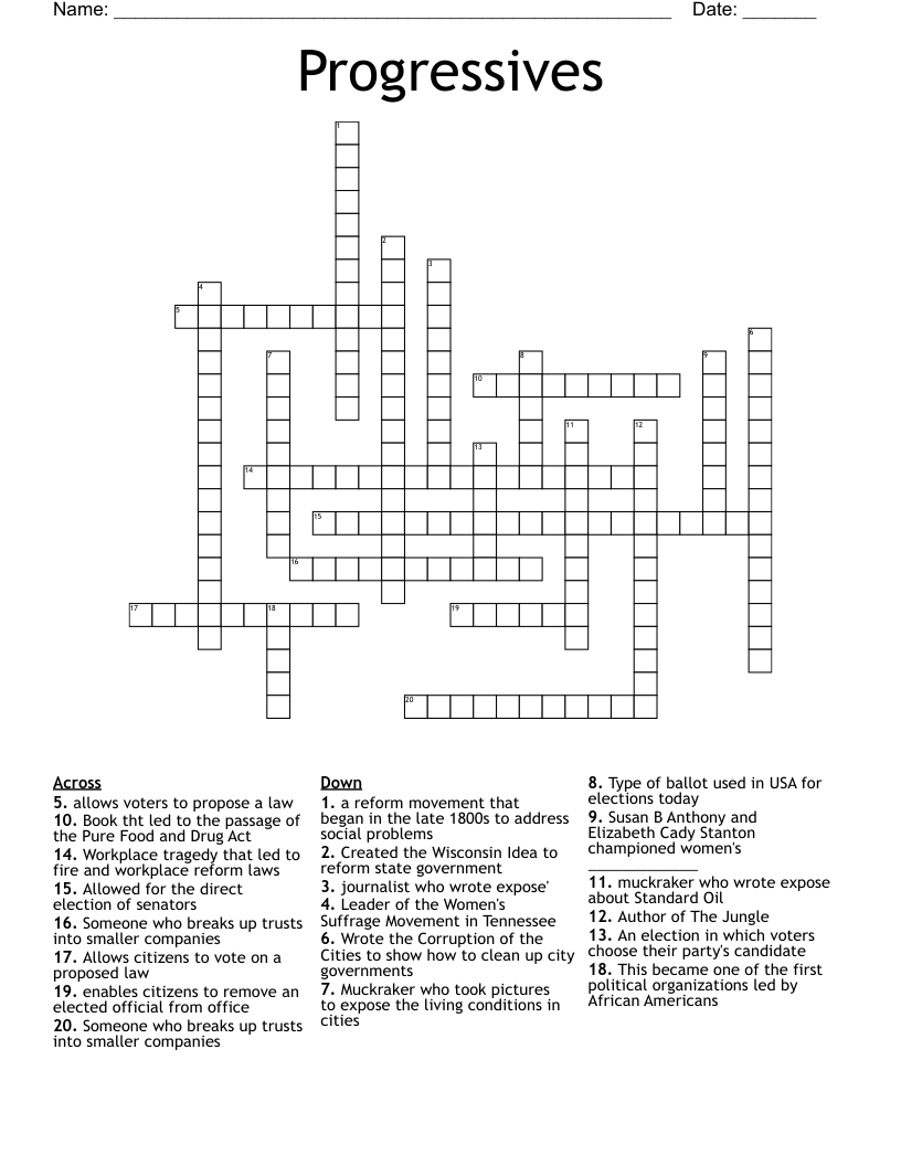 Progressives Crossword