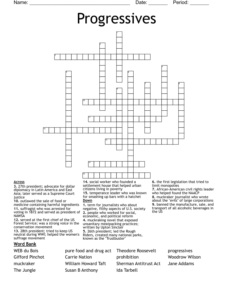 Progressives Crossword