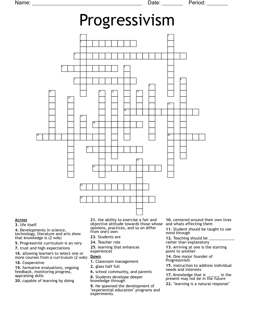 Progressivism Crossword