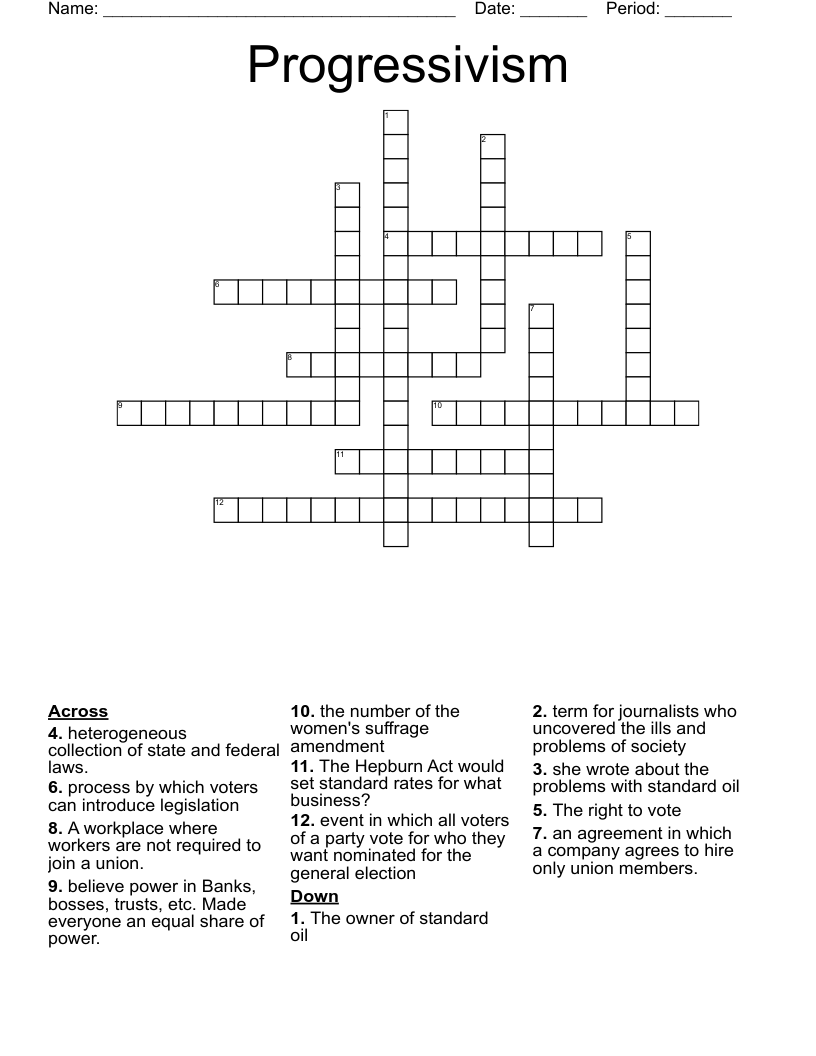 Progressivism Crossword
