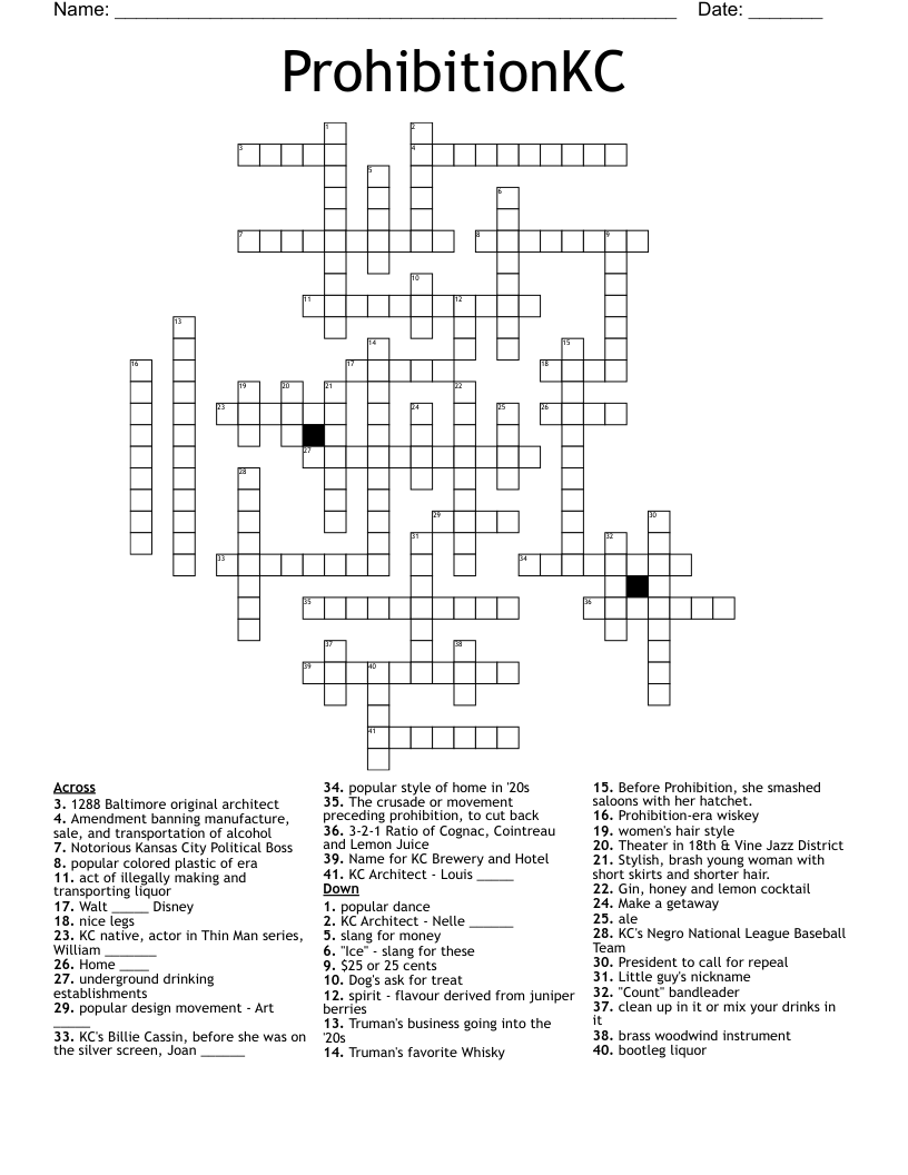 ProhibitionKC Crossword