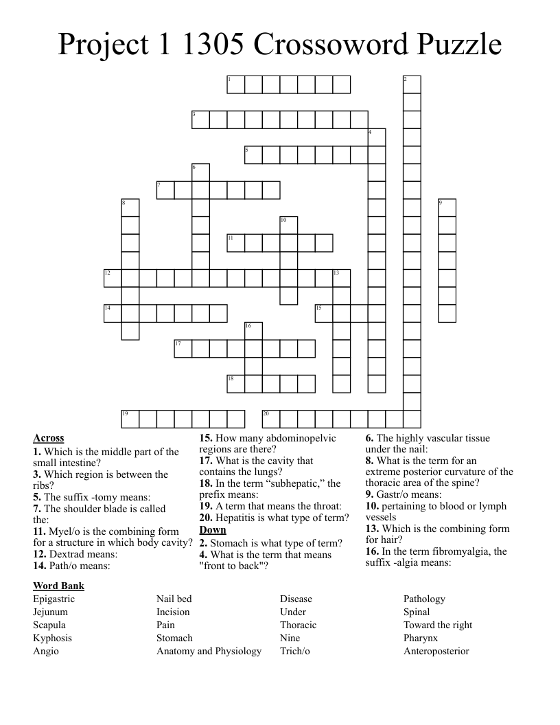 Project 1 1305 Crossoword Puzzle Crossword