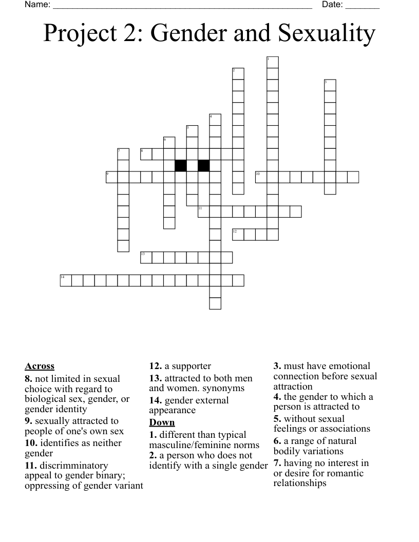 Project 2: Gender and Sexuality Crossword