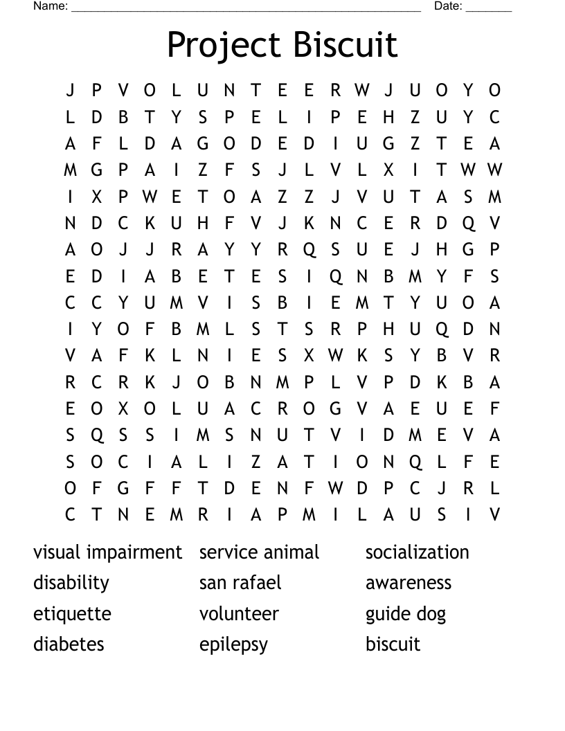 Project Biscuit Word Search