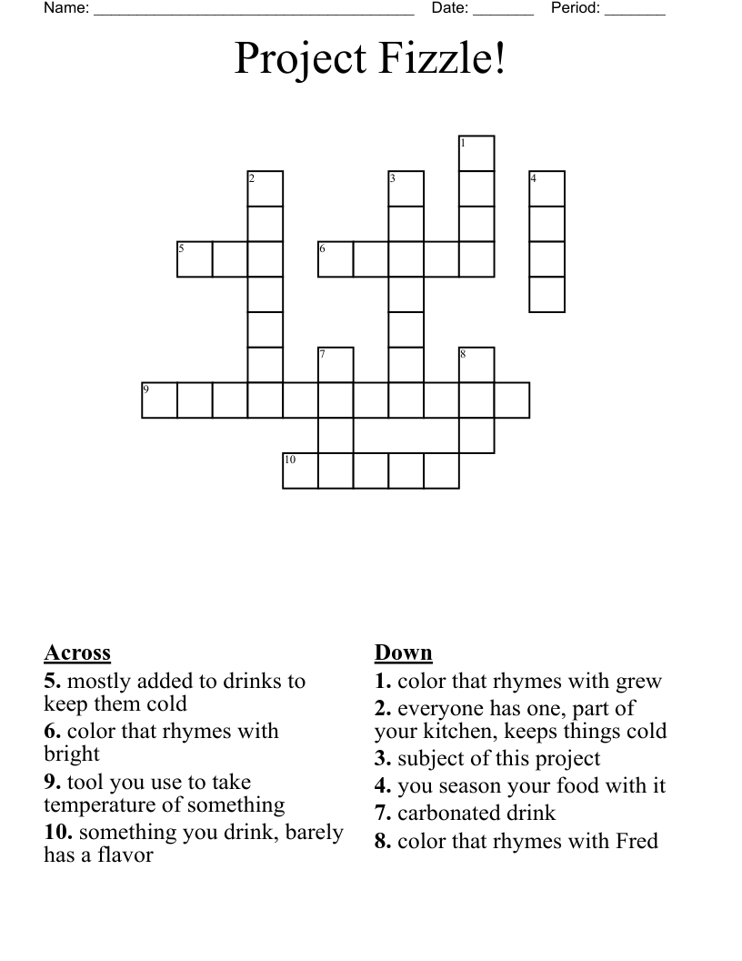 Project Fizzle! Crossword