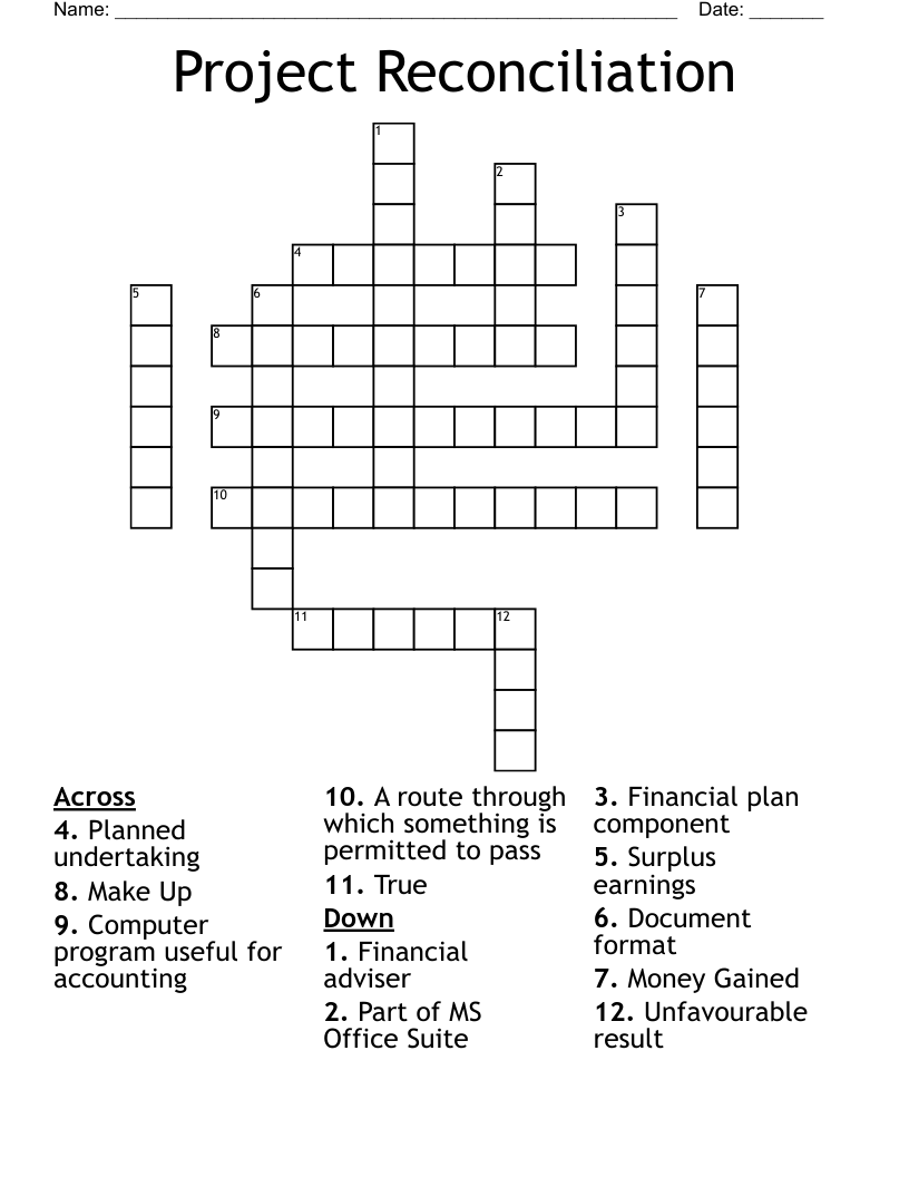 Project Reconciliation Crossword